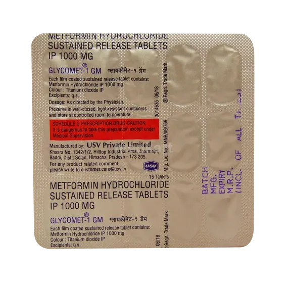 glycomet 1gm tablet 15's